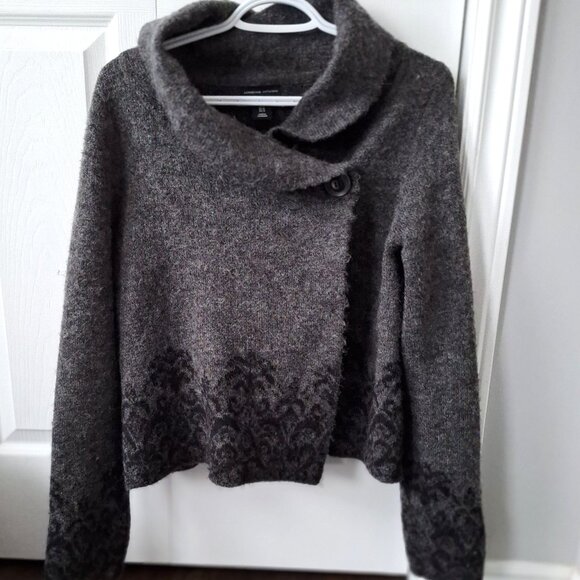 Adrienne Vittadini Grey Wool Blend Shawl/Cardigan Sweater - Picture 2 of 10